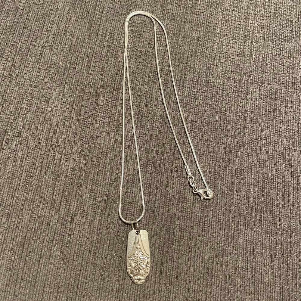 Handmade vintage silver plate spoon ring necklace